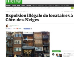Métro - Expulsion illégale de locataires à Côte-des-Neiges