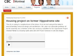 CBC radio - Housing project on former Hippodrome site