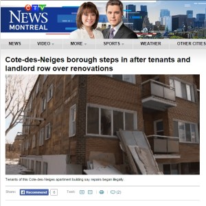 CTV News - CDN borough steps in after tenants and landlord row over renovations