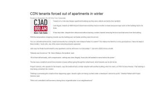 CJAD News - CDN tenants forced out of apartments in winter