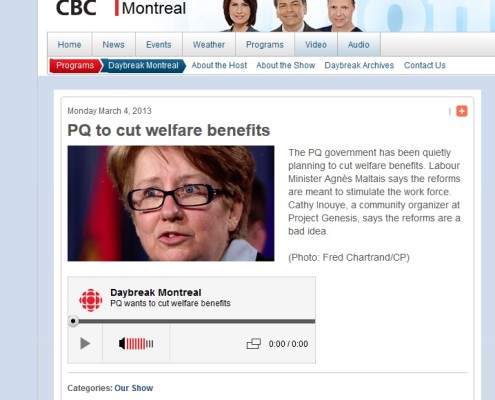 CBC Daybreak - PQ to cut welfare benefits