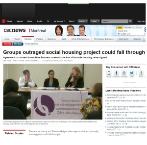 CBC News - Groups outraged social housing project could fall through