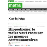 Métro - Hippodrome: le maire veut rassurer les groupes communautaires