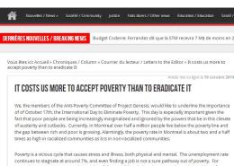 Les Actualités - It costs us more to accept poverty than to eradicate it