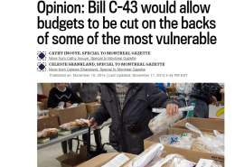 Montreal Gazette - Opinion: Bill C-43 would allow budgets to be cut on the backs of some of the most vulnerable