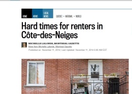 Montreal Gazette - Hard times for tenants in CDN