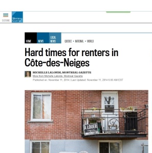 Montreal Gazette - Hard times for tenants in CDN