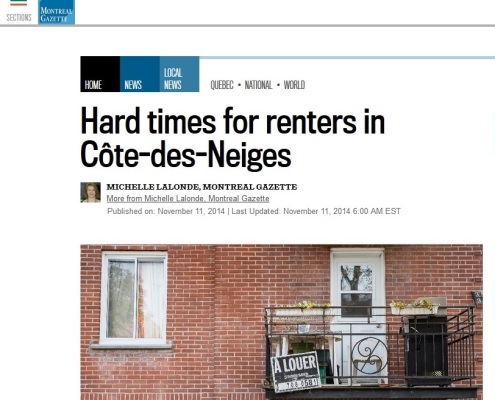 Montreal Gazette - Hard times for tenants in CDN