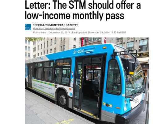Gazette - Letter: The STM should offer a low-income monthly pass