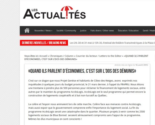 Les Actualités - Quand ils parlent d'économies, c'est sur l'dos des démunis